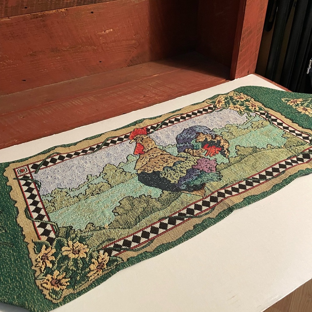 Rooster Table Runner in Tapestry fabric. 35” length